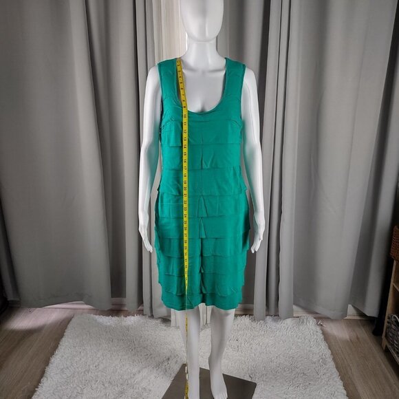 Calvin Klein Women's Teal, Green Sleeveless Ruffle Tiered Midi Dress Size 8 - Picture 5 of 10